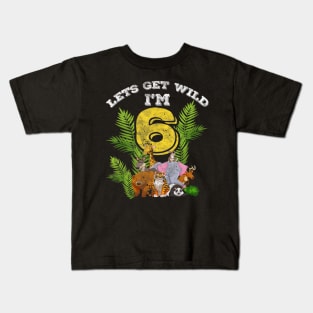 Kids 6 Year Old Zoo Birthday Shirt Safari Jungle Animal Kids T-Shirt